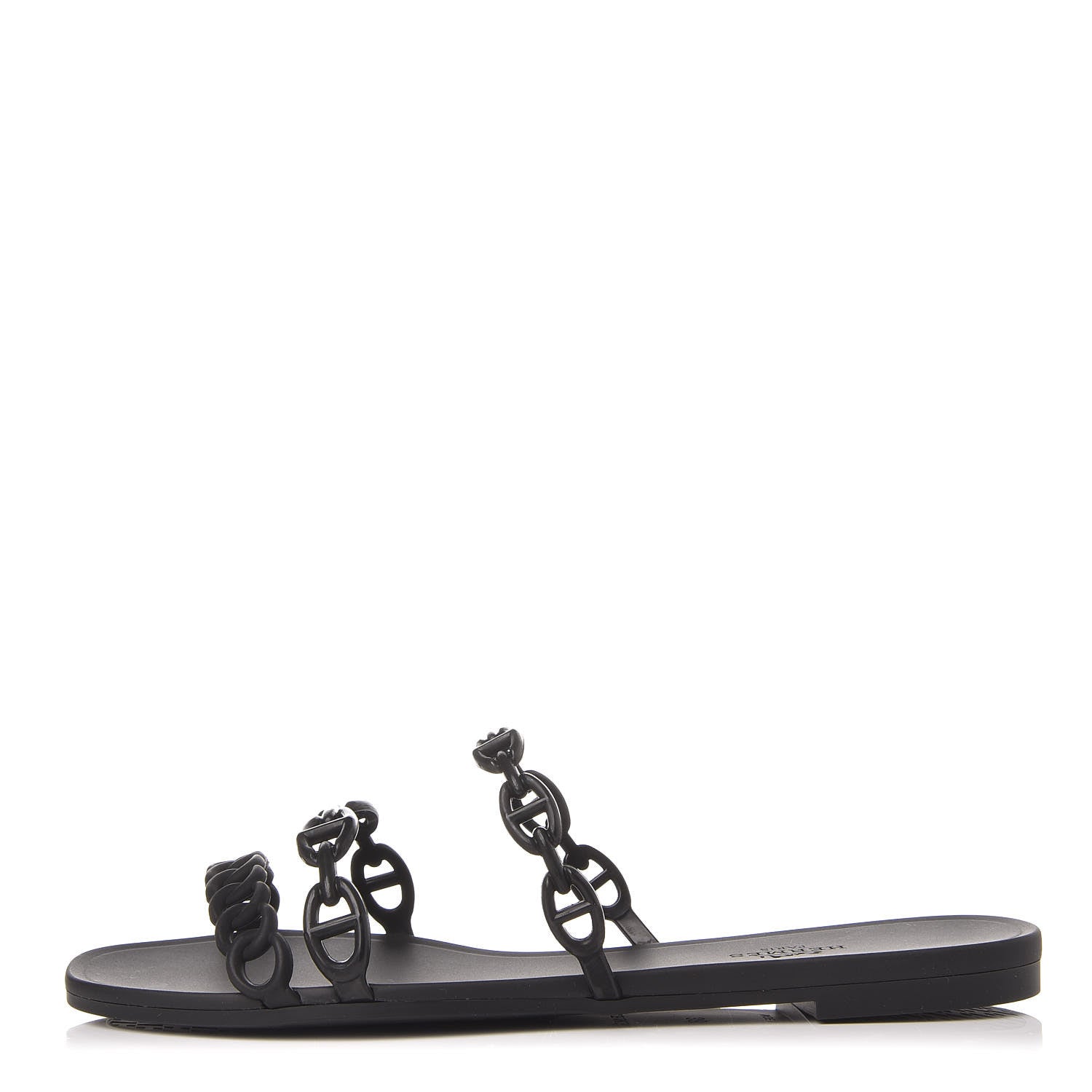 Hermes Rubber Chaine d'Ancre Rivage Sandals 38 Black 1 of 8