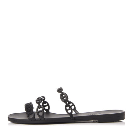 Hermes Rubber Chaine d'Ancre Rivage Sandals 38 Black 1 of 8