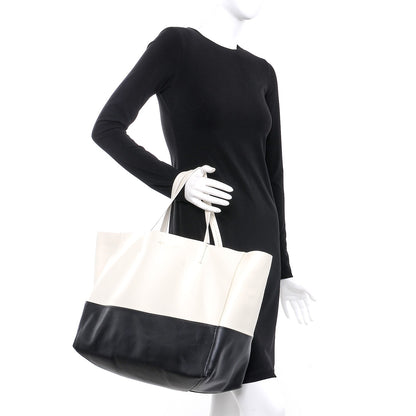 Celine Lambskin Horizontal Bi-Cabas White Black 2 of 7
