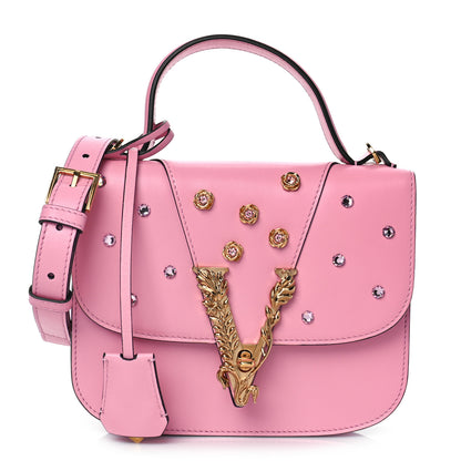 Versace Vitello Barocco Crystal Virtus Small Top Handle Shoulder Bag Rosa 1 of 8