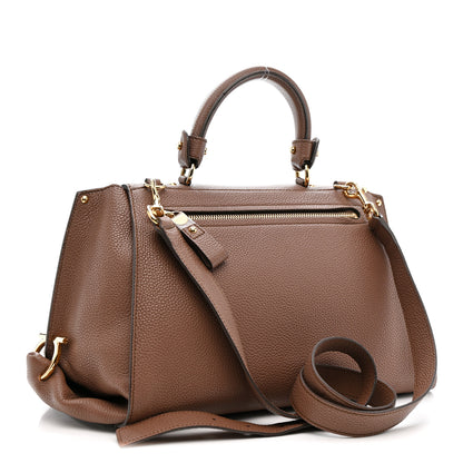Salvatore Ferragamo Grained Calfskin Sofia Satchel Moka 3 of 19