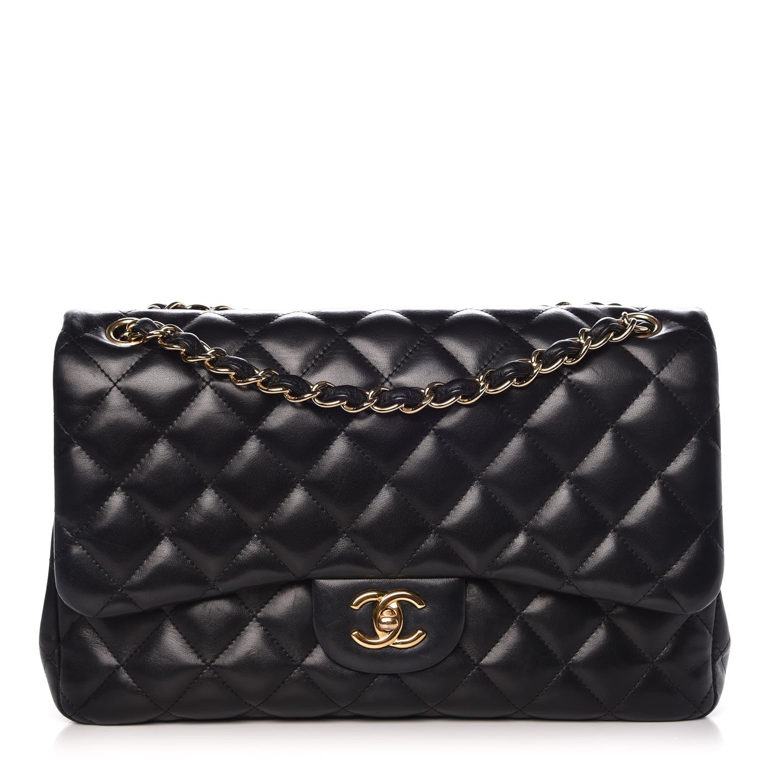 Chanel Lambskin Quilted Jumbo Double Flap Black 1 of 12