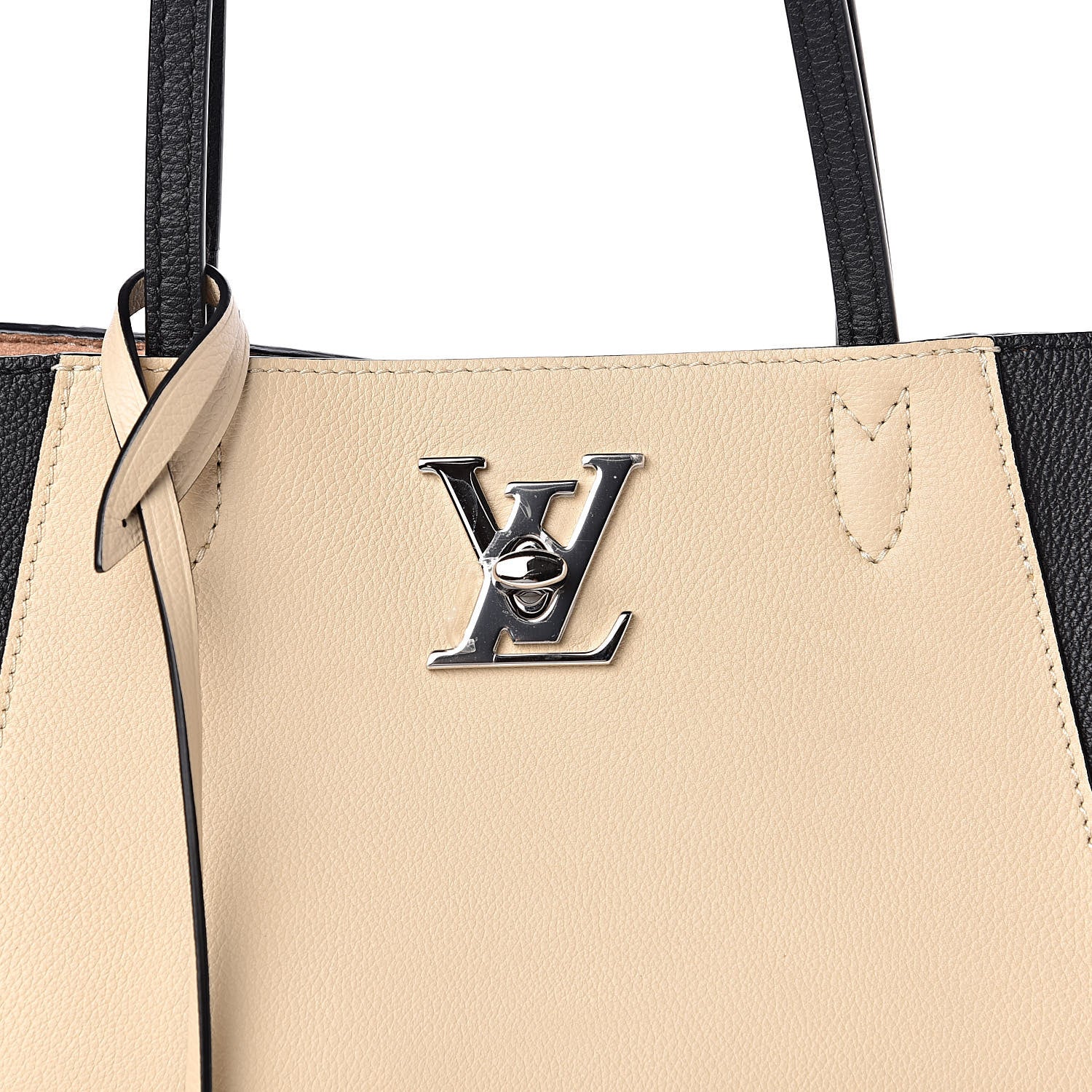 Louis Vuitton Calfskin Lockme Go Tote Black Vanilla 11 of 12