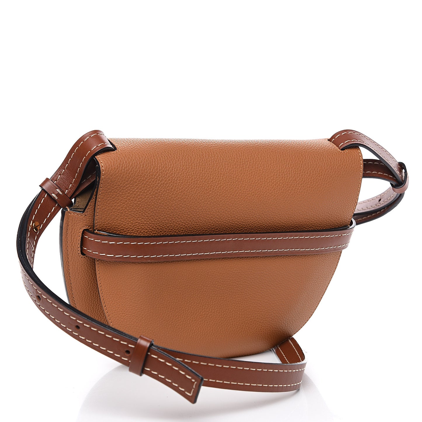 Grained Calfskin Small Gate Crossbody Bag Caramel Pecan
