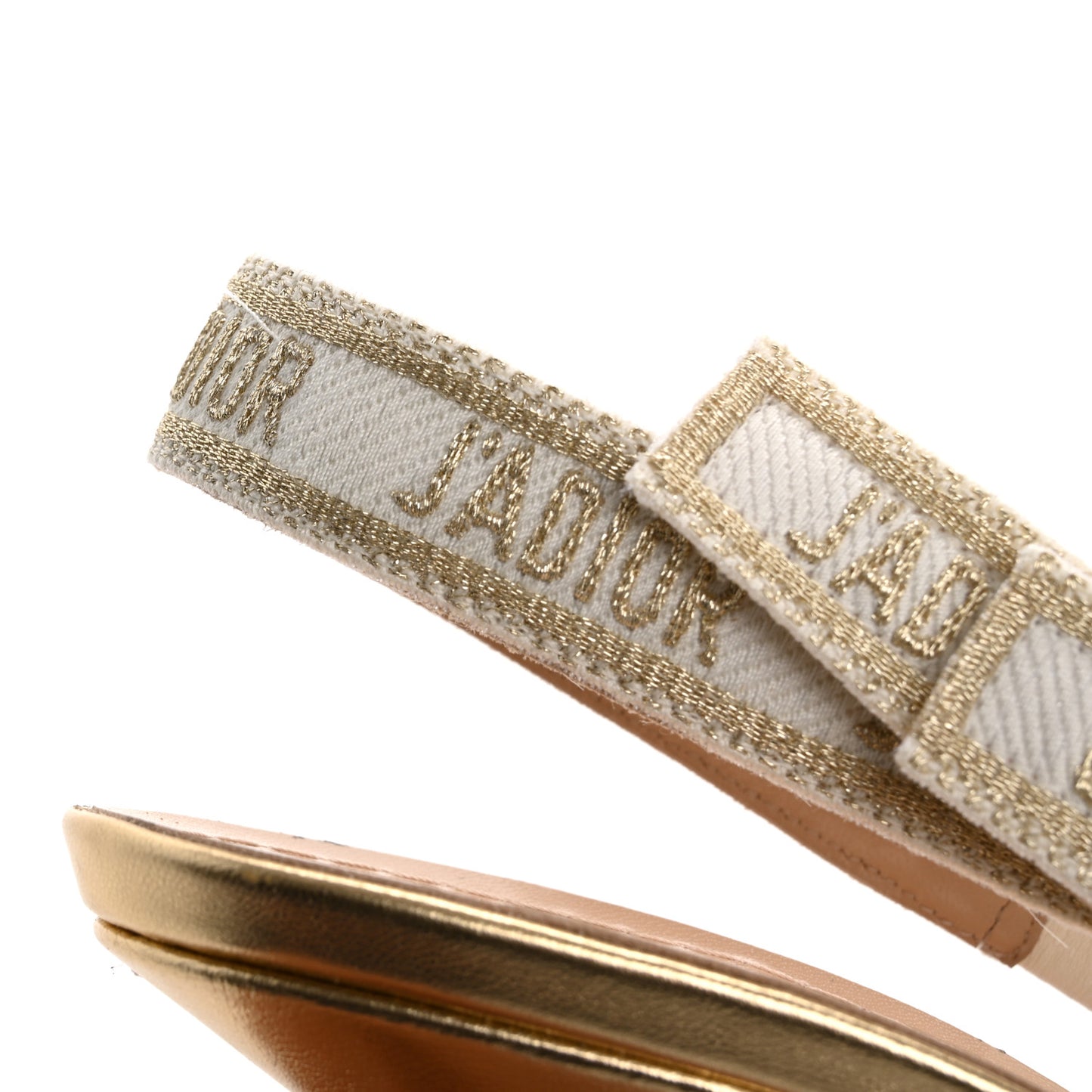 Macrame Lurex Embroidered J'adior Slingback 65mm Pumps 36.5 Pale Gold