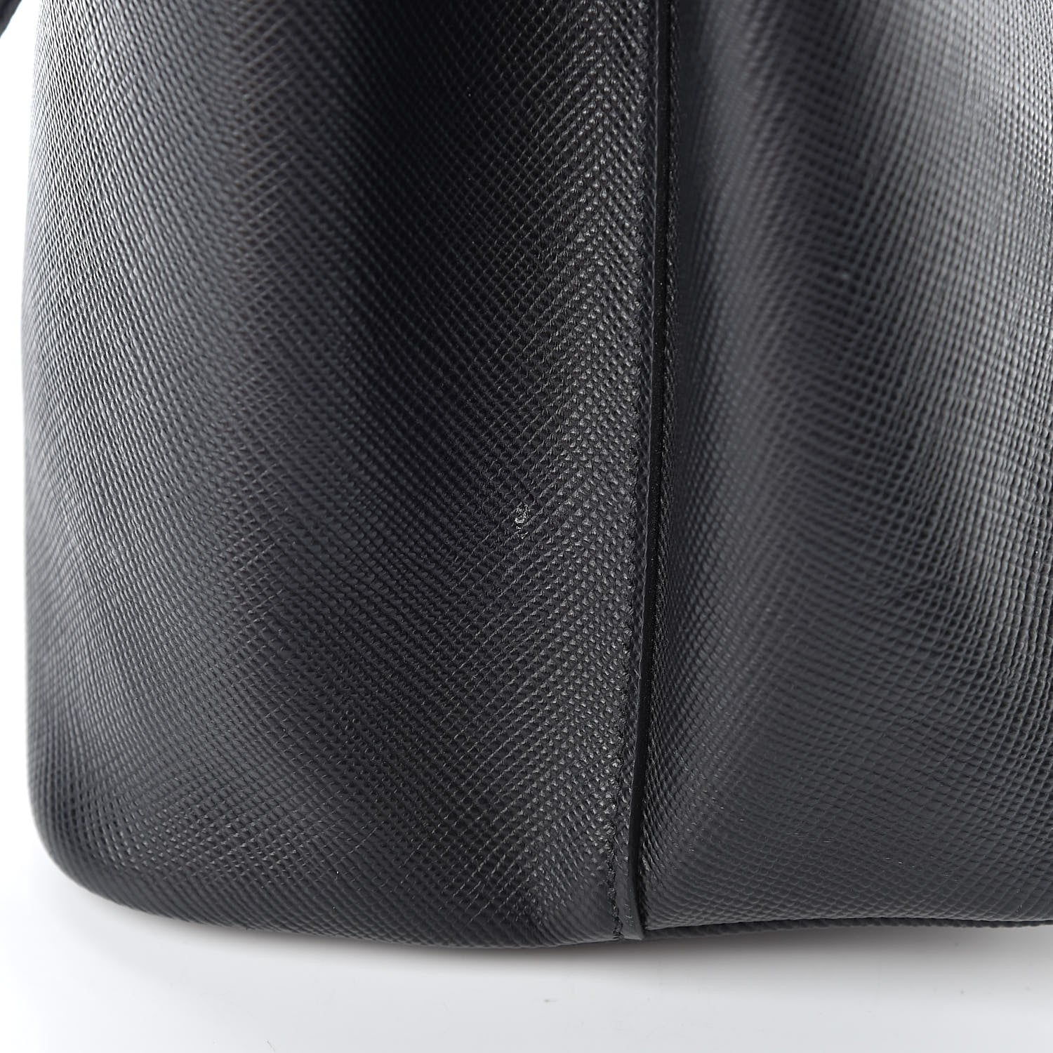 Prada Saffiano Cuir Medium Double Handle Tote Black Fuoco 12 of 13