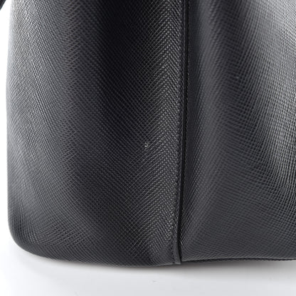 Prada Saffiano Cuir Medium Double Handle Tote Black Fuoco 12 of 13