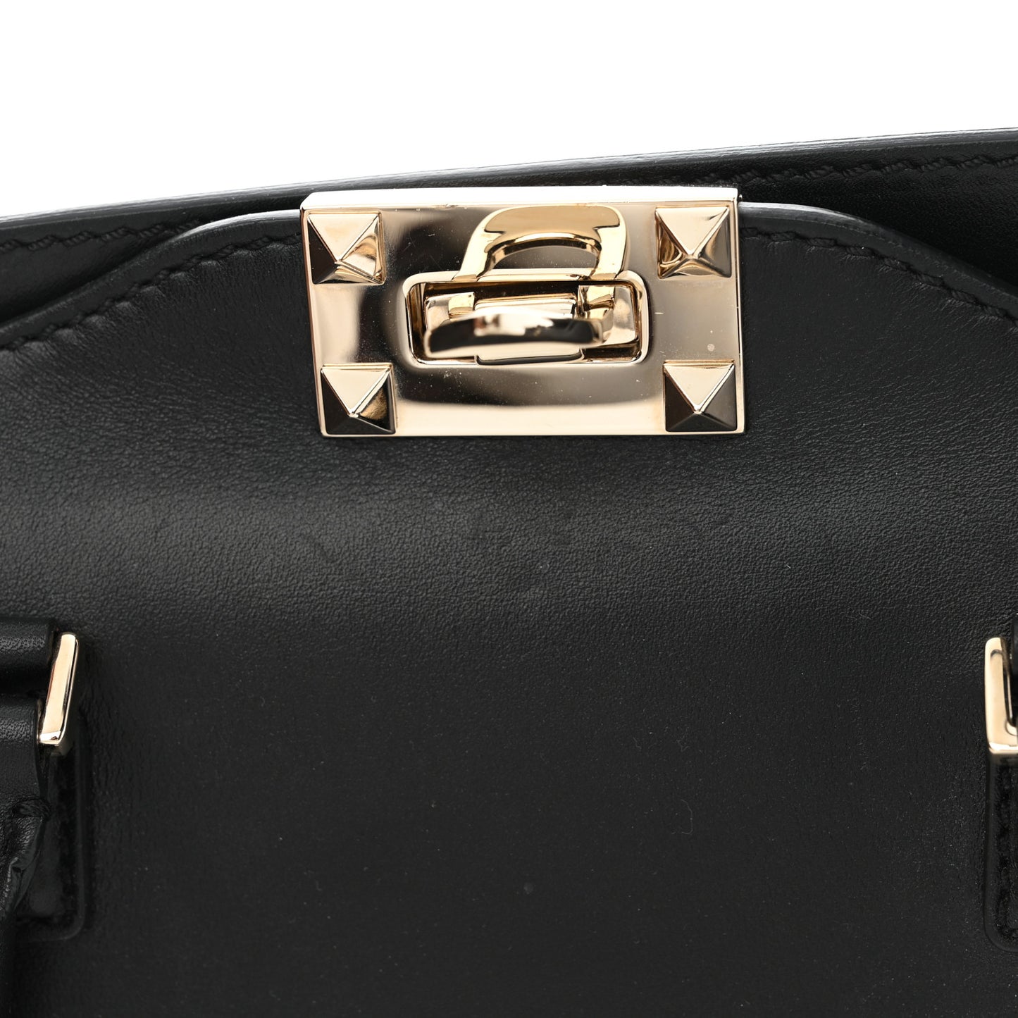 Vitello Small Rockstud Double Handle Tote Black