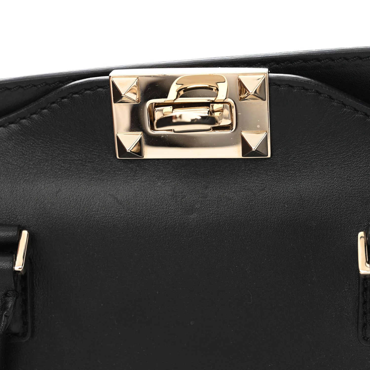 Valentino Garavani Vitello Small Rockstud Double Handle Tote Black 8 of 9
