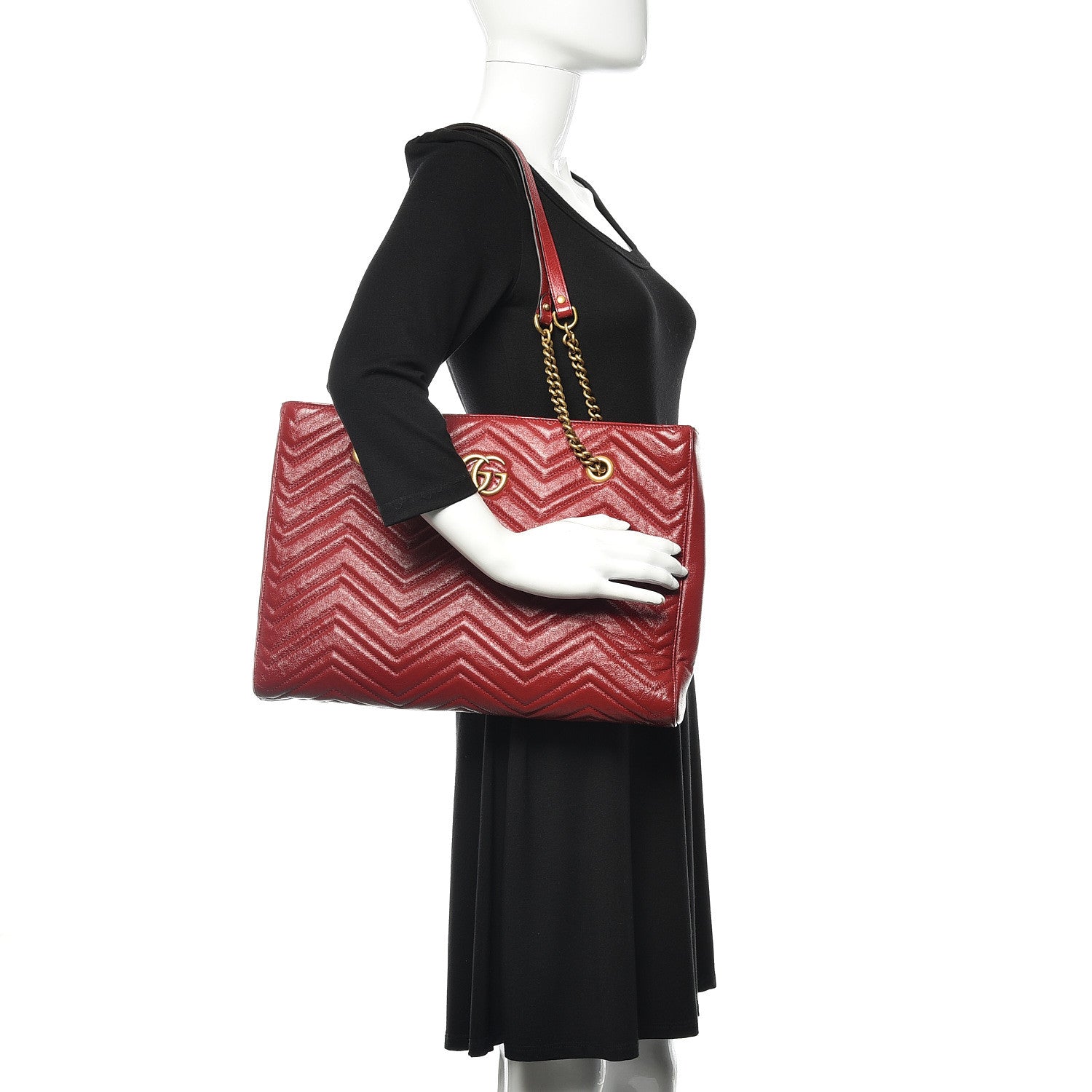 Gucci Azalea Calfskin Matelasse Medium GG Marmont Slim Tote Romantic Cerise 2 of 10