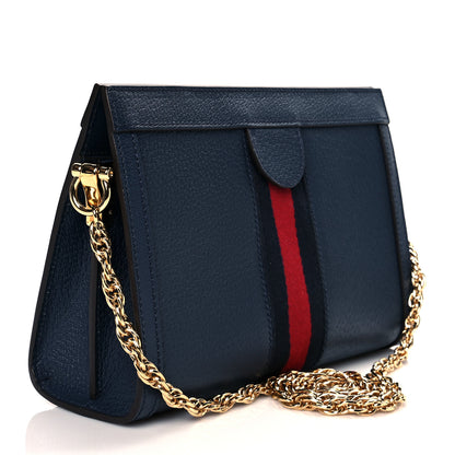 Gucci Textured Calfskin Web Small Ophidia Chain Shoulder Bag Blue Agata 2 of 9