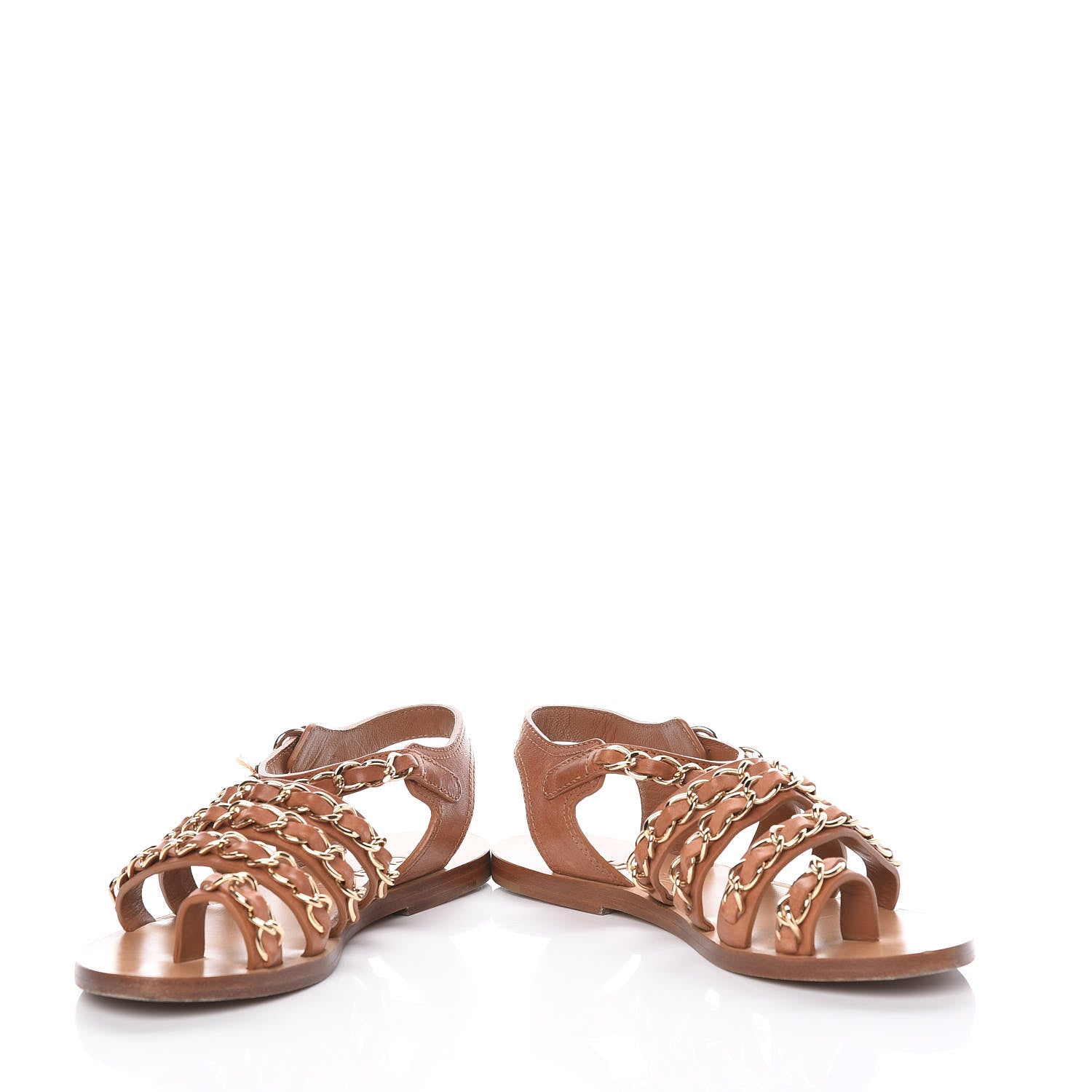 Chanel Calfskin Fantasy Chain Flat Sandals 36 Beige 6 of 14