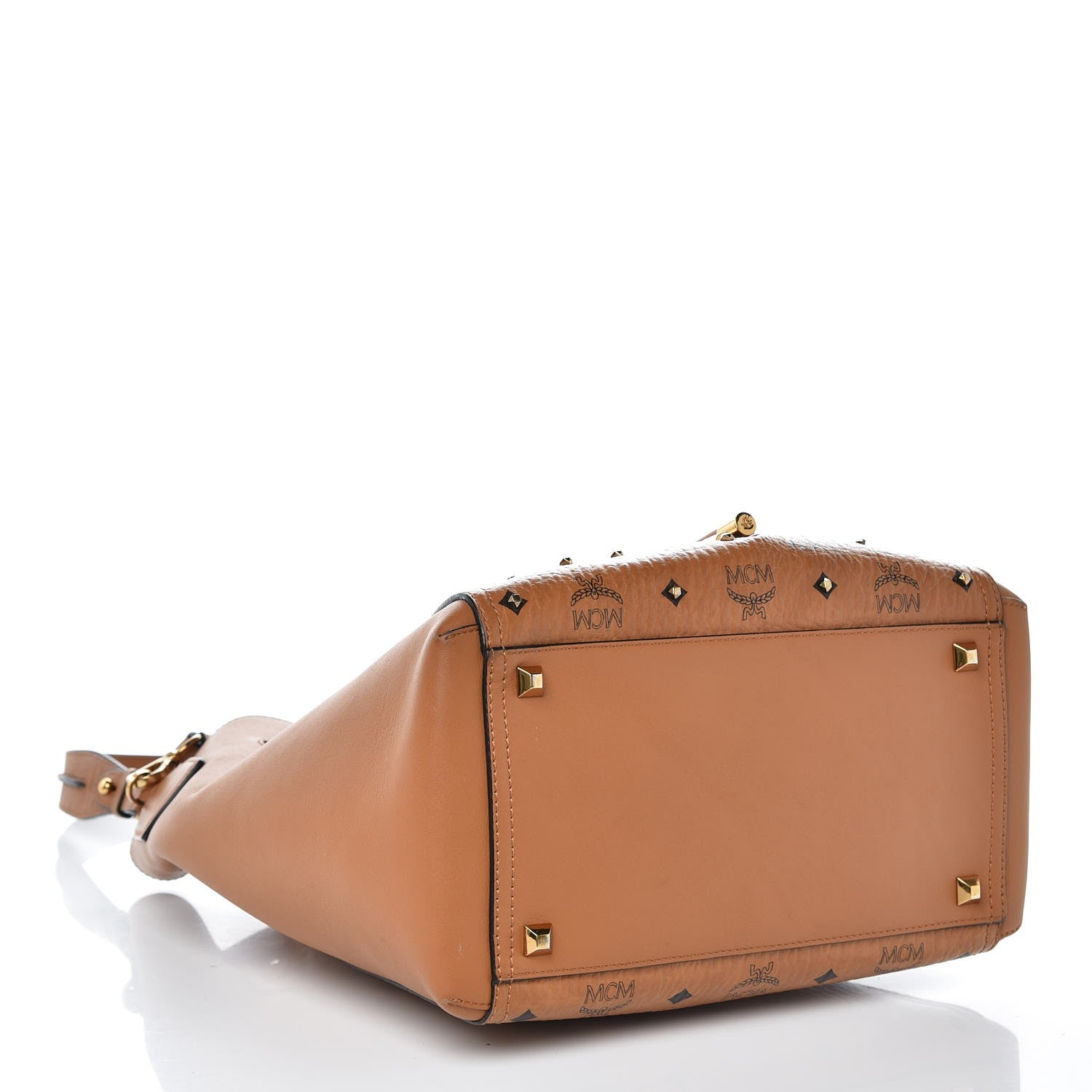 MCM Visetos Studded Drawstring Bag Cognac Gold 4 of 8