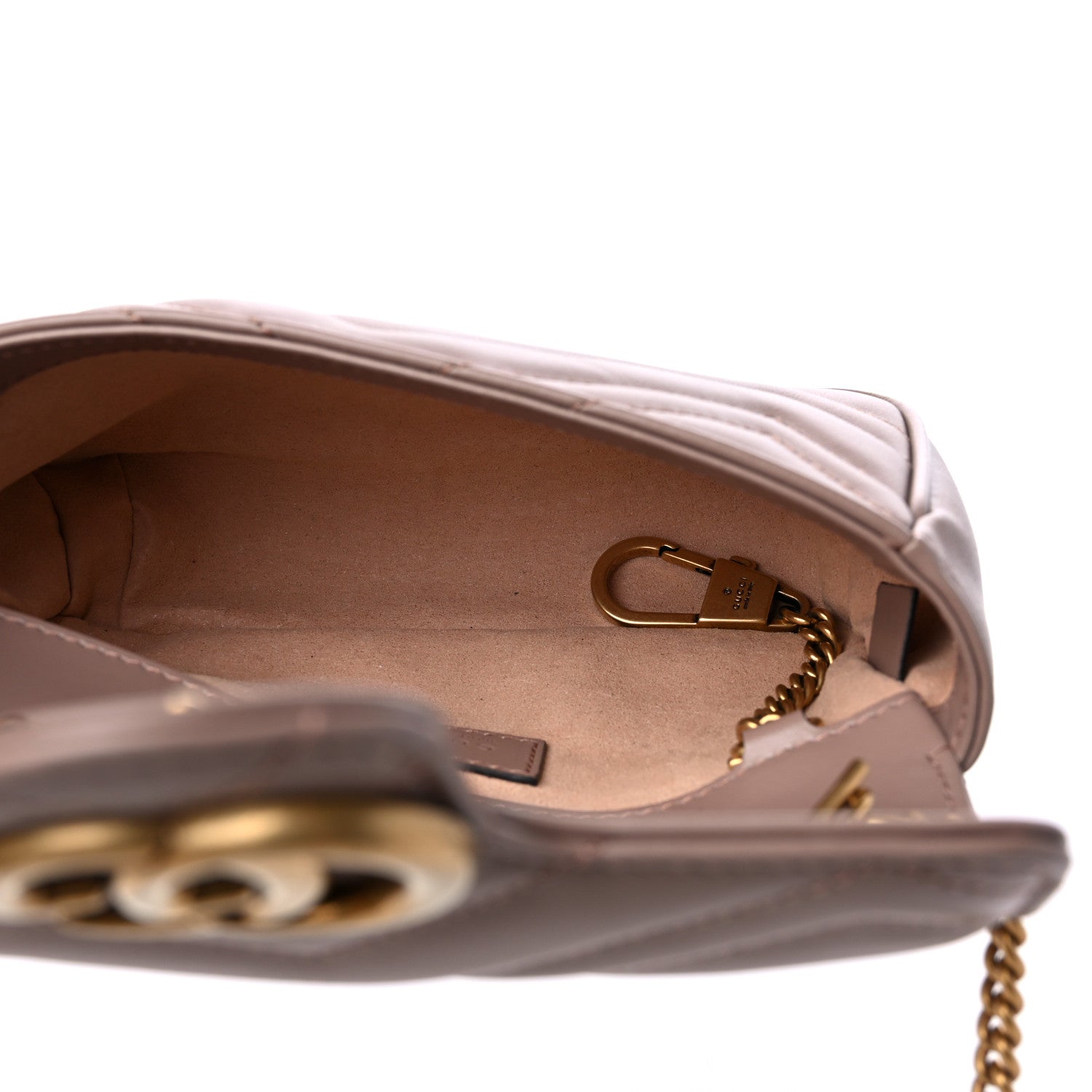 Gucci Calfskin Matelasse Super Mini GG Marmont Shoulder Bag Porcelain Rose 5 of 9