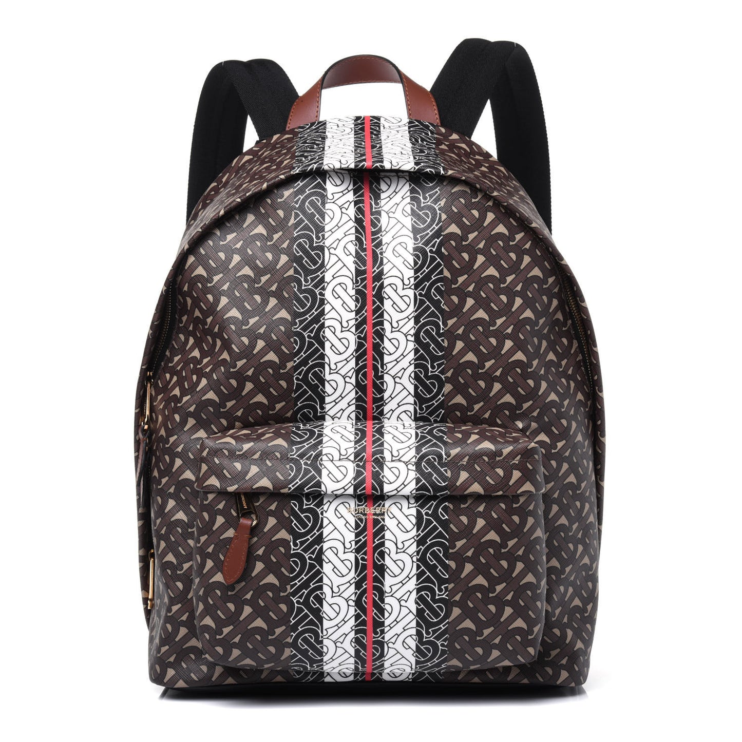 E-Canvas Monogram Stripe Backpack Bridle Brown