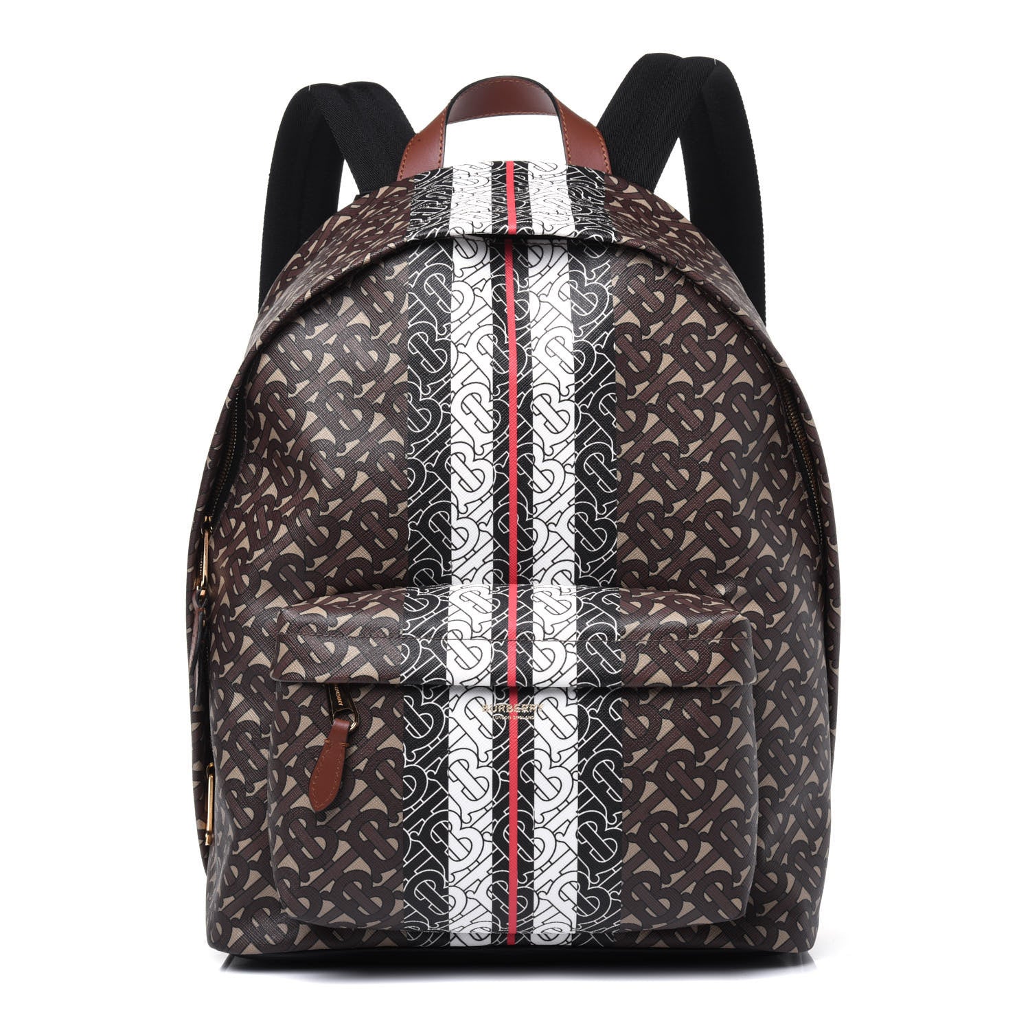 Burberry E-Canvas Monogram Stripe Backpack Bridle Brown 1 of 9
