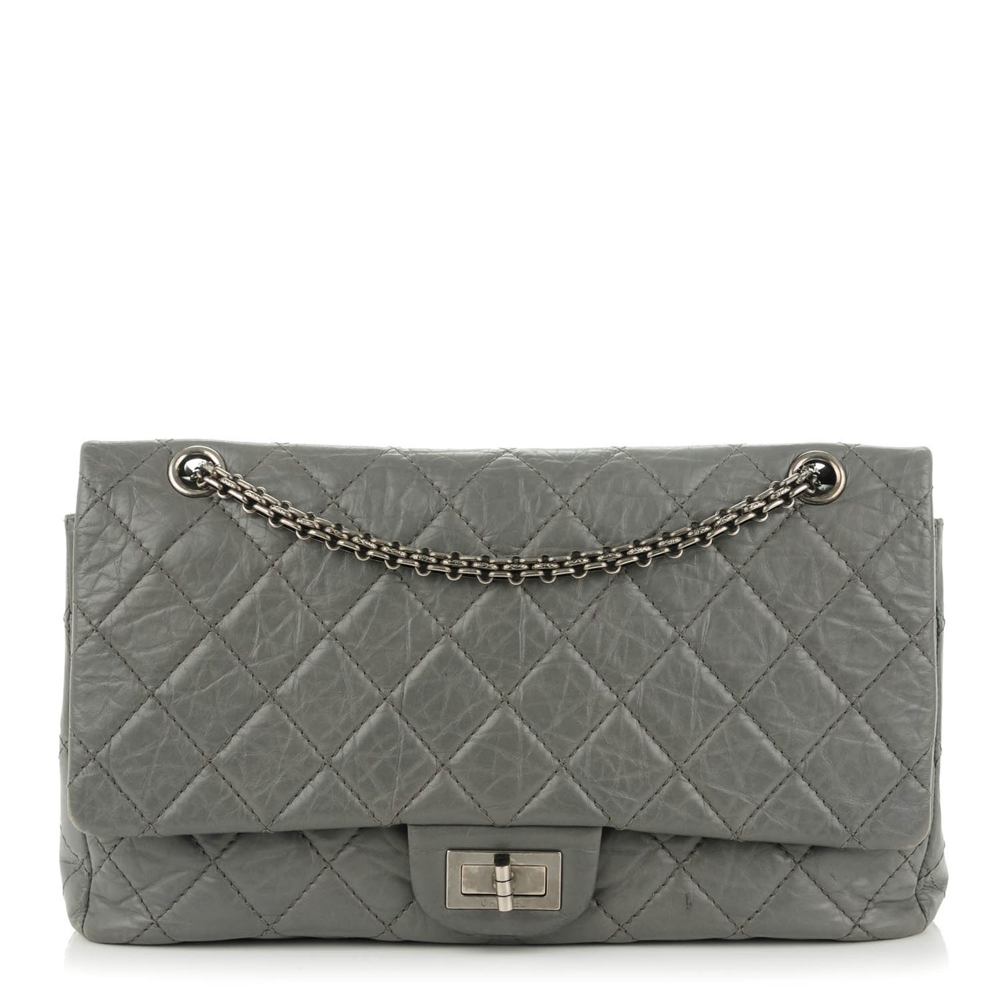 Aged Calfskin Quilted 2.55 Reissue 227 Flap Grey