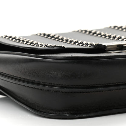 Saint Laurent Smooth Calfskin Suede Betty Stud Stripe Flap Messenger Black 9 of 10
