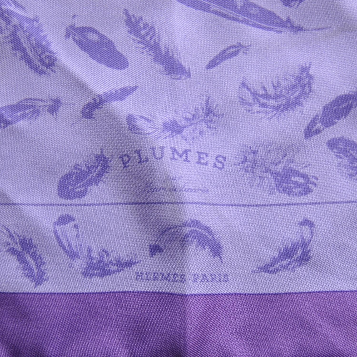 Hermes Silk Plumes Pocket Square Scarf Purple 5 of 7