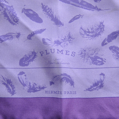 Hermes Silk Plumes Pocket Square Scarf Purple 5 of 7
