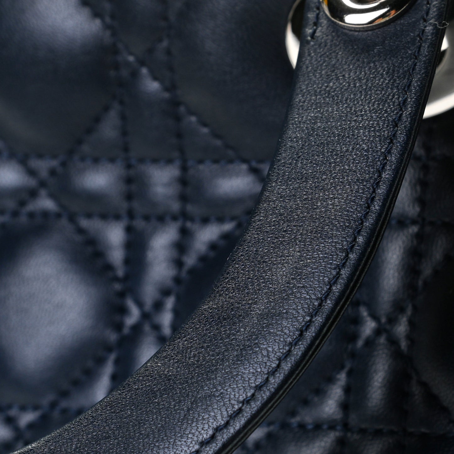 Lambskin Cannage Medium Lady Dior Navy Blue
