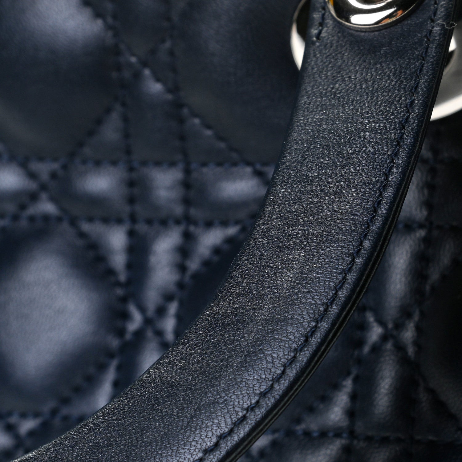 Christian Dior Lambskin Cannage Medium Lady Dior Navy Blue 9 of 9