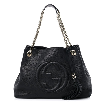 Gucci Pebbled Calfskin Medium Soho Chain Shoulder Bag Black 1 of 16