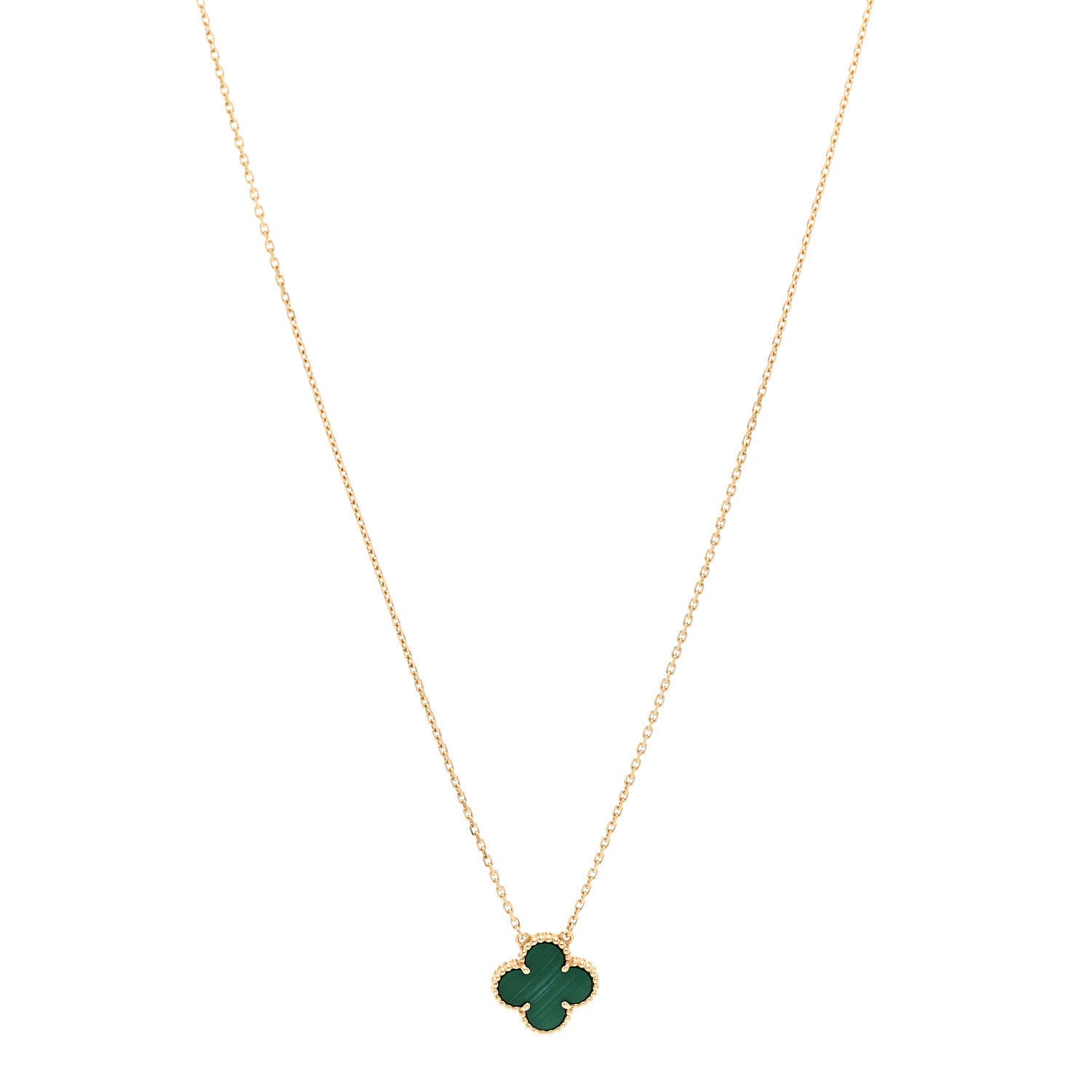 Van Cleef & Arpels 18K Yellow Gold Malachite Vintage Alhambra Pendant Necklace 1 of 4