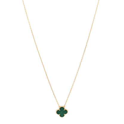 Van Cleef & Arpels 18K Yellow Gold Malachite Vintage Alhambra Pendant Necklace 1 of 4