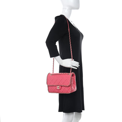 Chanel Crumpled Calfskin Quilted Medium Chain All Over Flap Pink 2 of 10