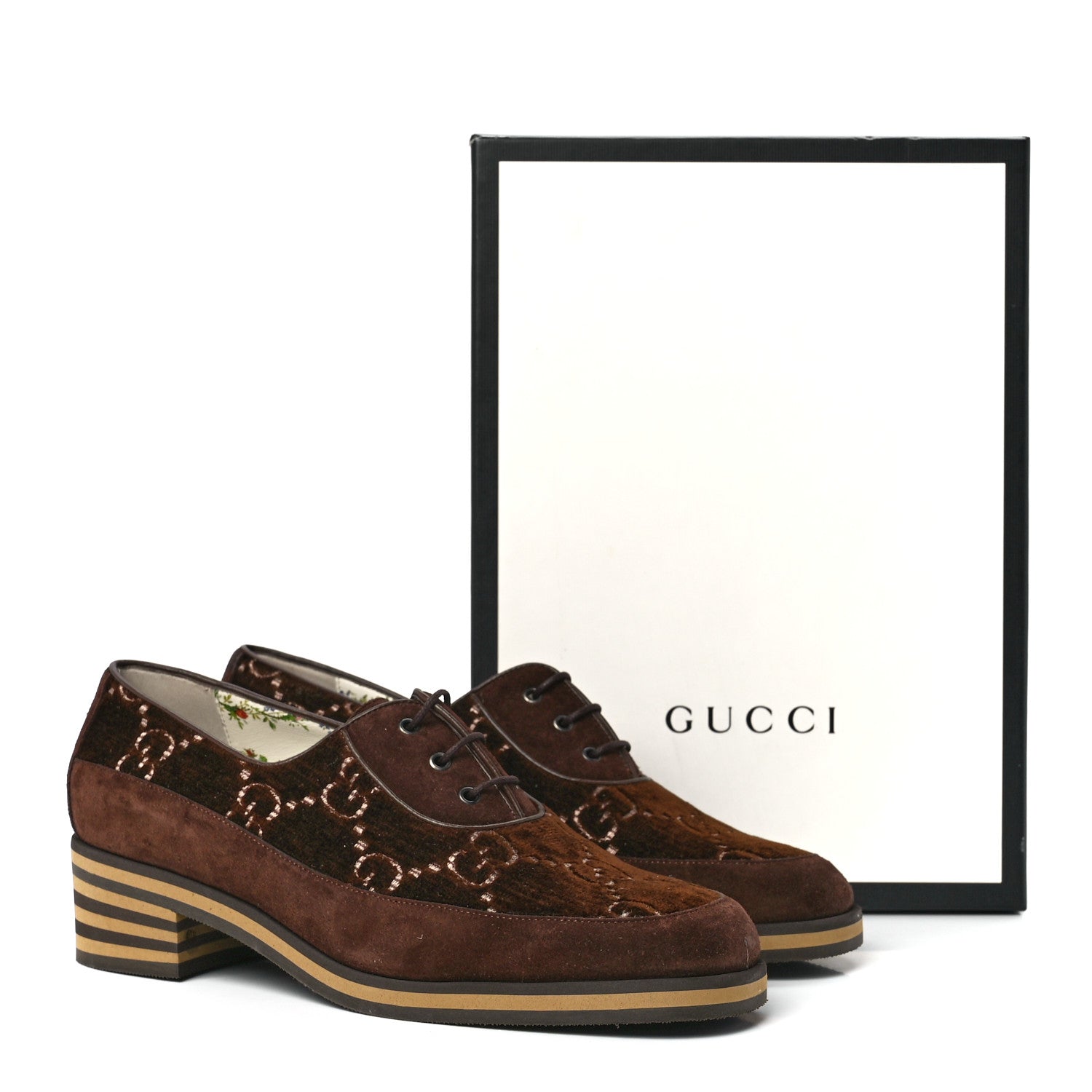 Gucci Velvet GG Monogram Thompson Derby Loafers 40.5 Vintage Cocoa Brown 10 of 10