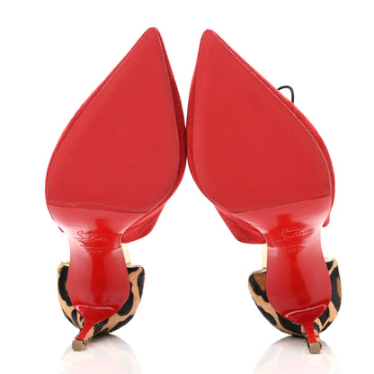 Christian Louboutin Veau Velours Pony Hair Ferme Rouge 100 Pumps 38.5 Rougissime 5 of 11