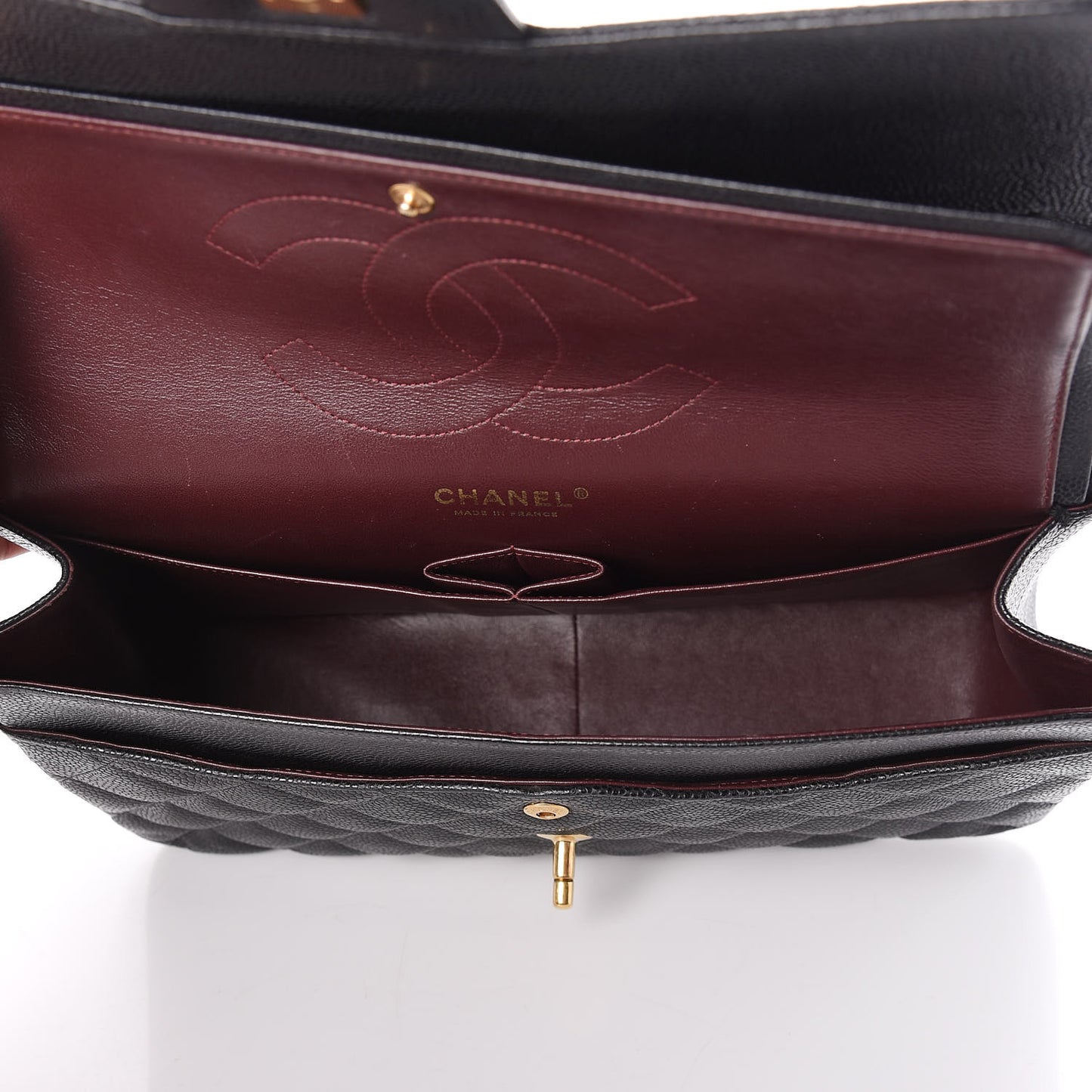 Caviar Quilted Jumbo Double Flap Black