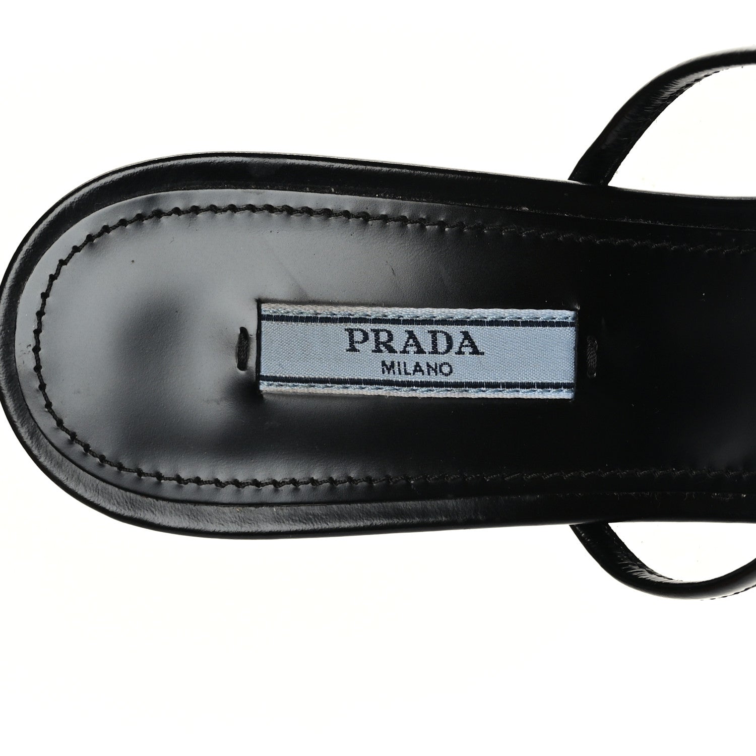 Prada Plexiglass Calfskin Metal Triangle Logo 75mm Slide Sandals 41 Black 7 of 8
