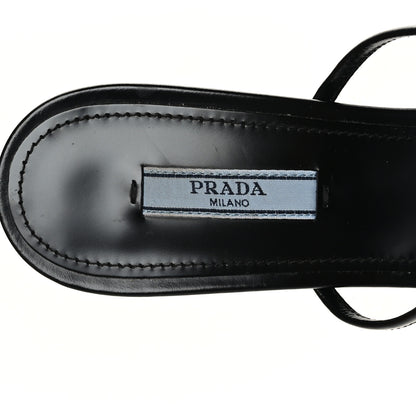 Prada Plexiglass Calfskin Metal Triangle Logo 75mm Slide Sandals 41 Black 7 of 8