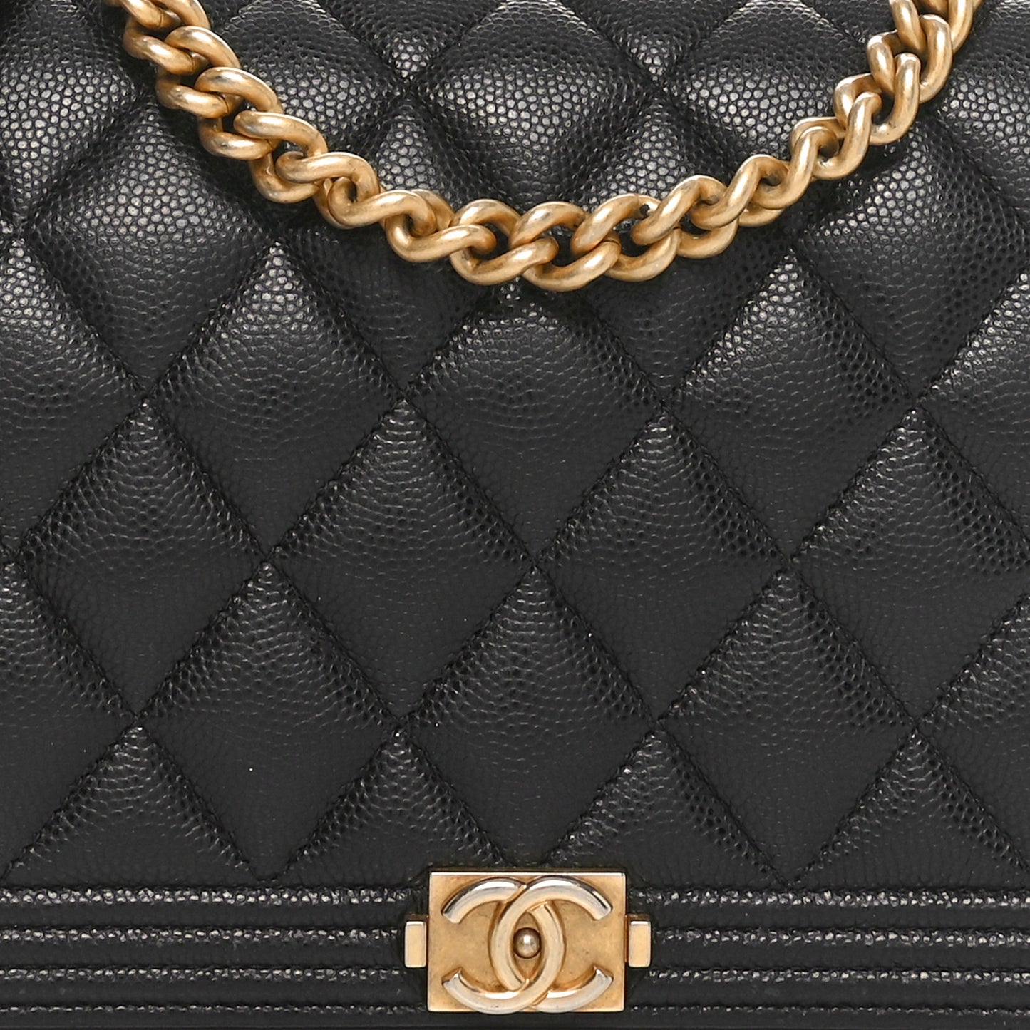 Caviar Quilted Boy Wallet On Chain WOC Black