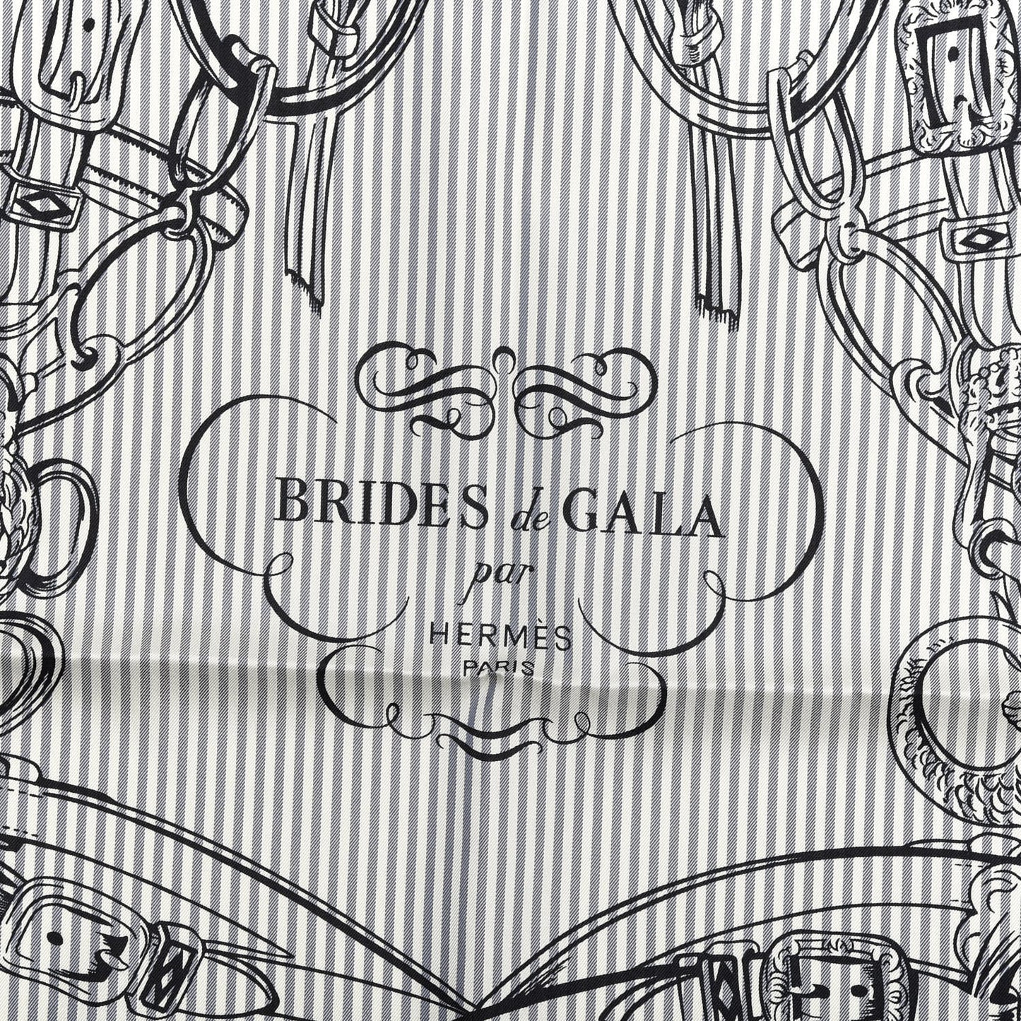 Silk Carre Eyeliner Brides De Gala Scarf 90 Marine Bleu Black