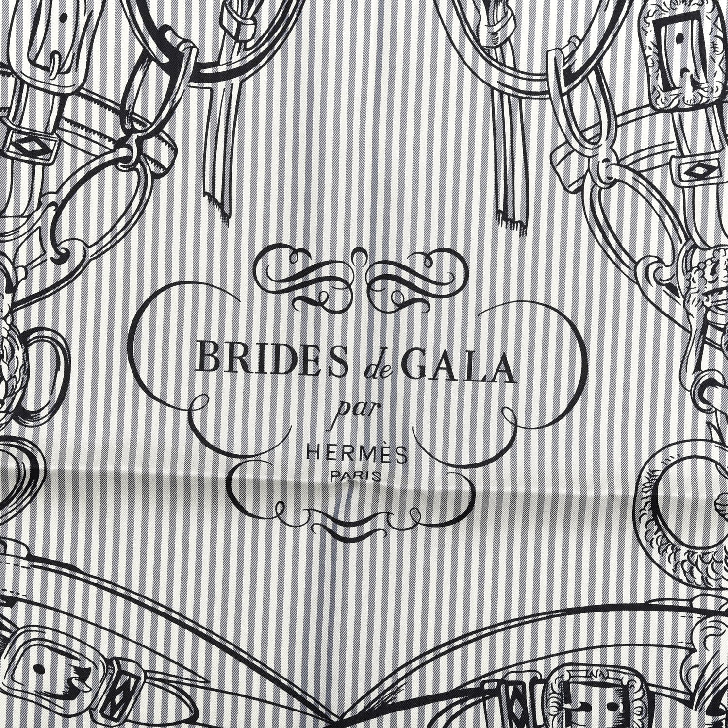 Hermes Silk Carre Eyeliner Brides De Gala Scarf 90 Marine Bleu Black 2 of 3