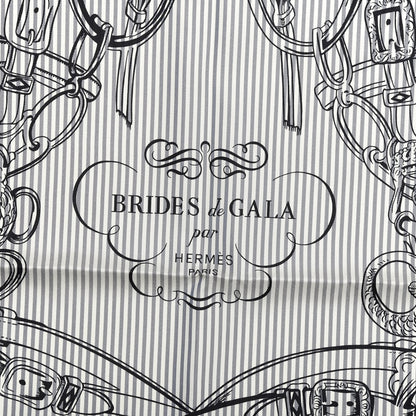 Hermes Silk Carre Eyeliner Brides De Gala Scarf 90 Marine Bleu Black 2 of 3