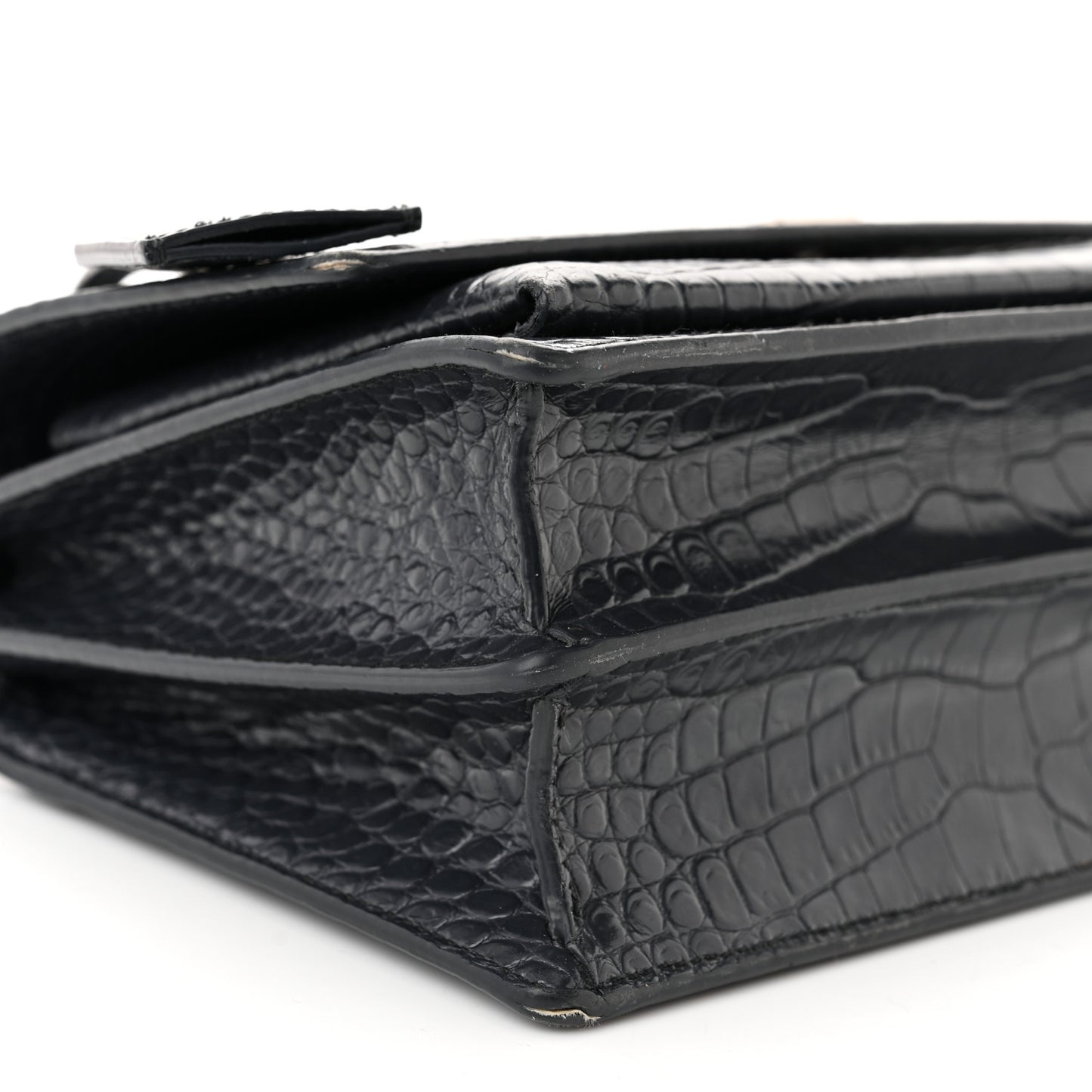 Calfskin Crocodile Embossed Medium Monogram Sunset New Graphite
