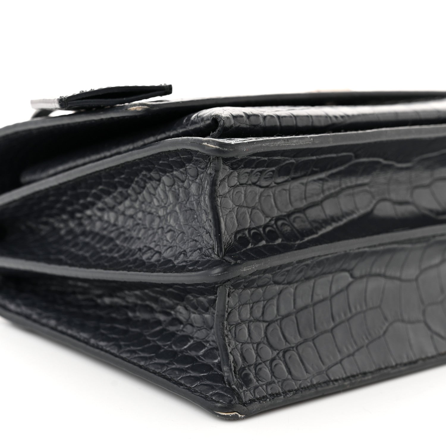 Saint Laurent Calfskin Crocodile Embossed Medium Monogram Sunset New Graphite 9 of 12