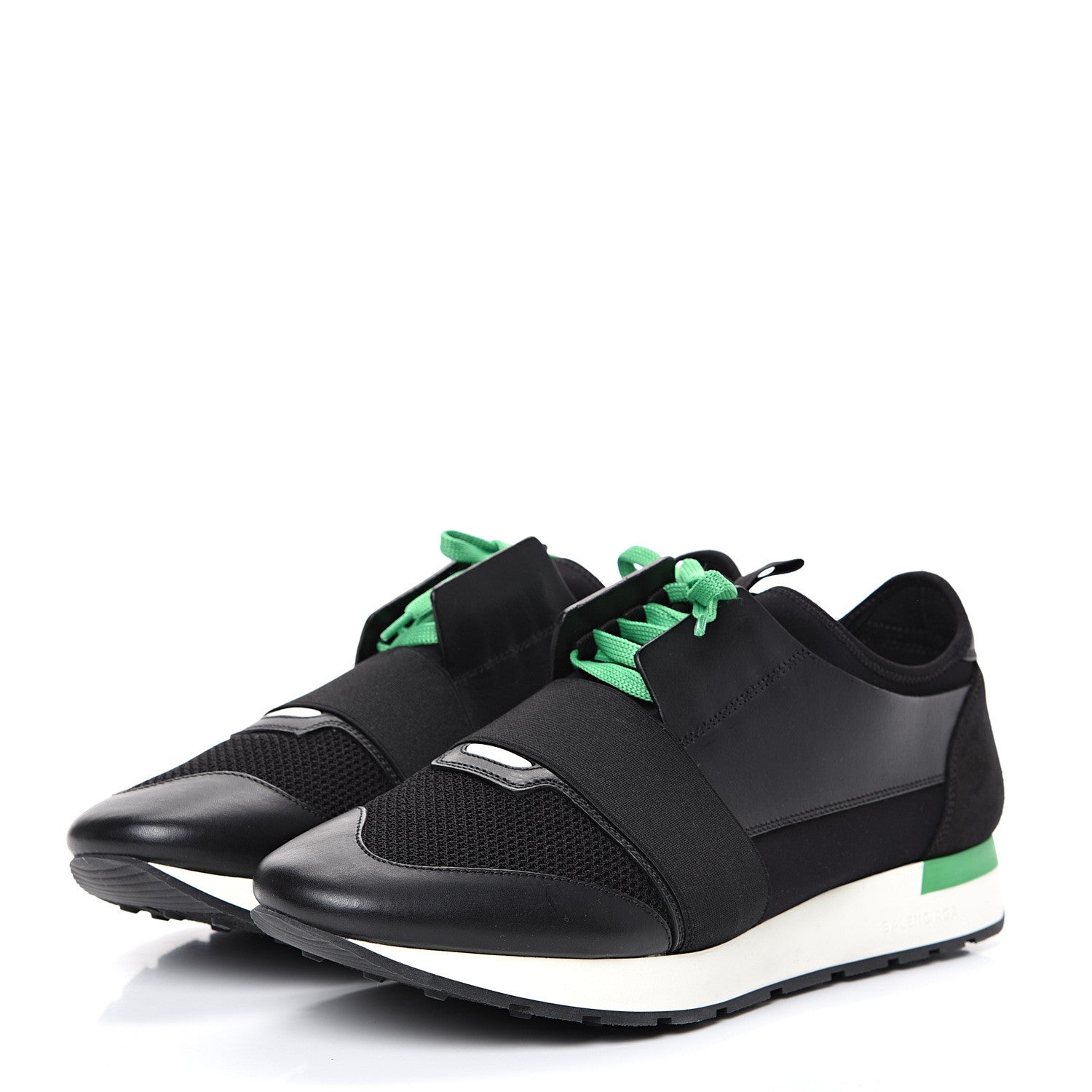 Balenciaga Mesh Calfskin Neoprene Mens Race Runner Sneakers 45 Black 3 of 7