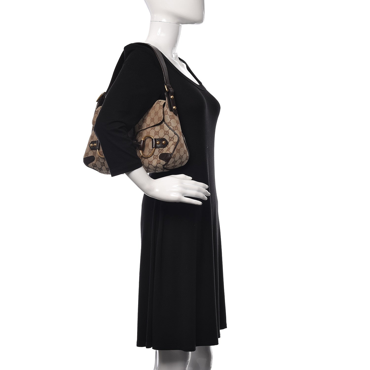 Gucci Monogram Horsebit Chain Flap Shoulder Bag Brown 2 of 12