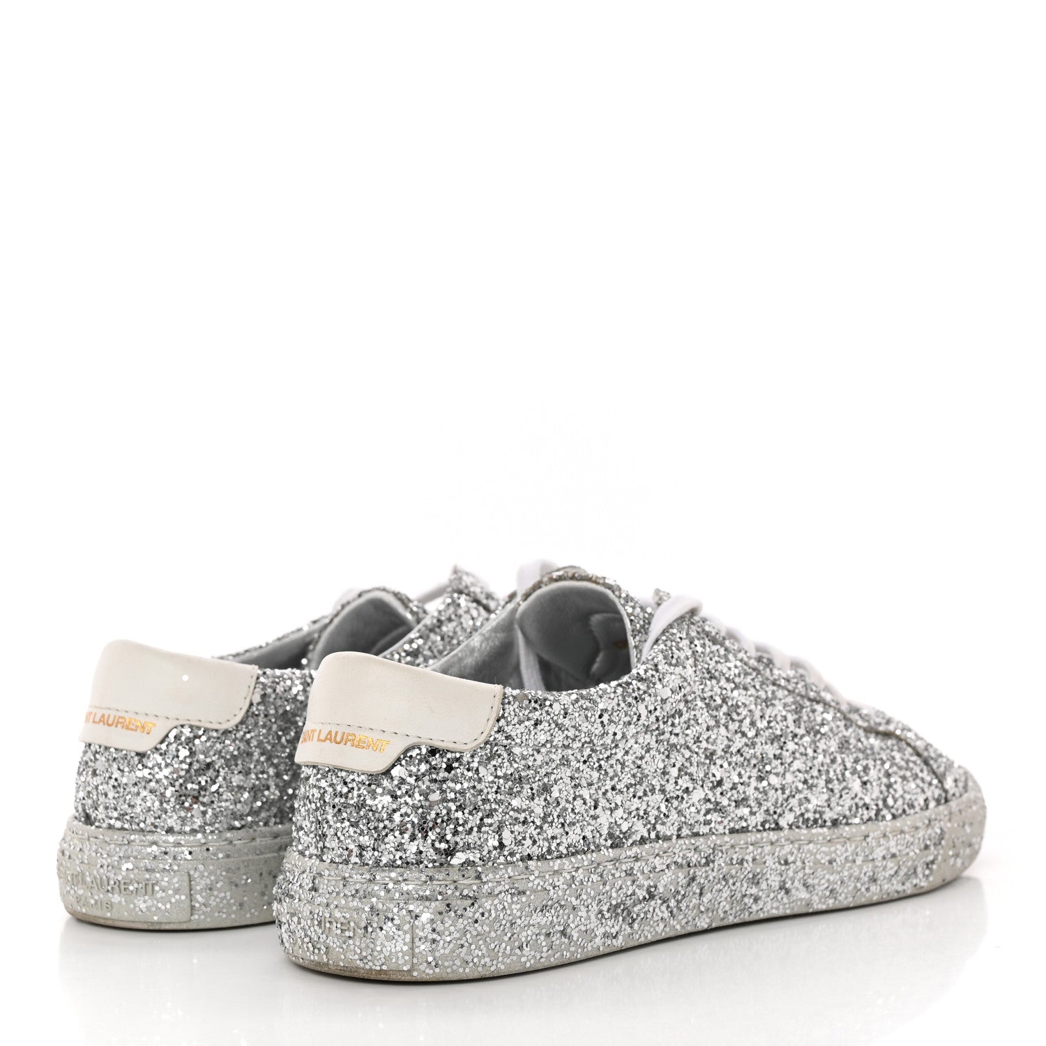 Saint Laurent Calfskin Crystal Glitter Andy Sneakers 36 Silver 4 of 12