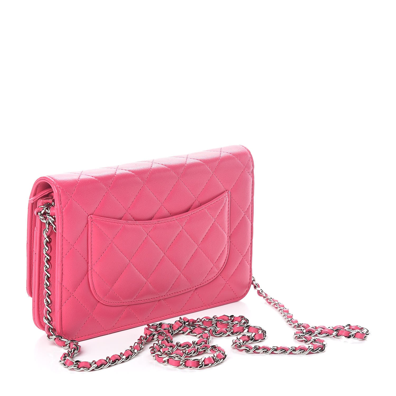 Chanel Lambskin Quilted Wallet On Chain WOC Pink 3 of 13