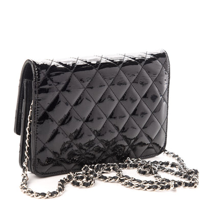 Chanel Patent Quilted Brilliant Wallet On Chain WOC Black 3 of 10