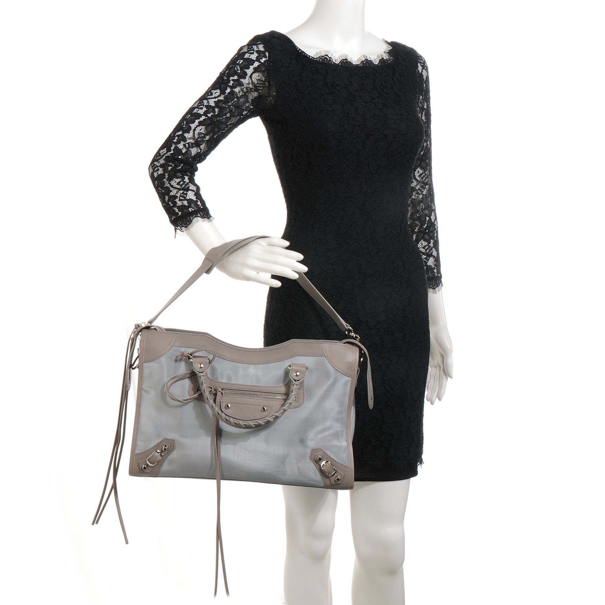 Balenciaga Technical Mesh Vegetable Calfskin Classic Silver Hardware City Gris Ardoise Gris Pyrite 2 of 9