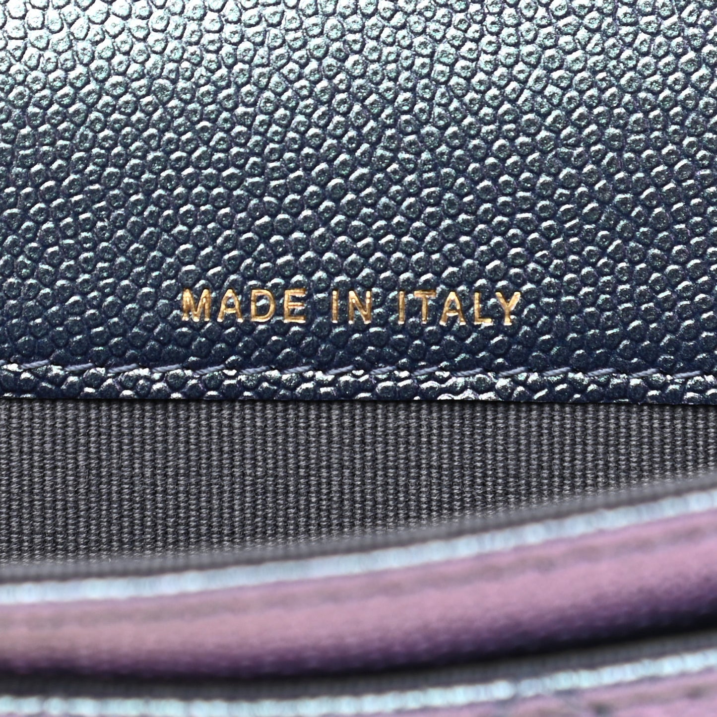 Iridescent Caviar Quilted Flap Card Holder Wallet Dark Blue