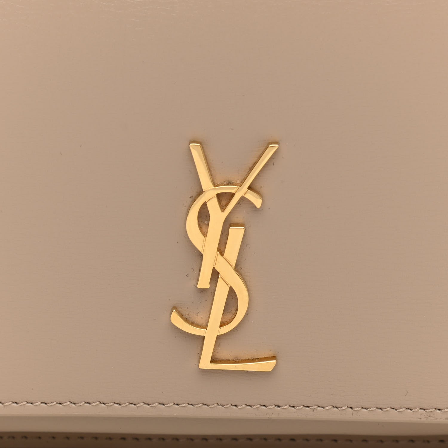 Saint Laurent Smooth Calfskin Monogram Phone Holder Crossbody Dark Beige 7 of 10