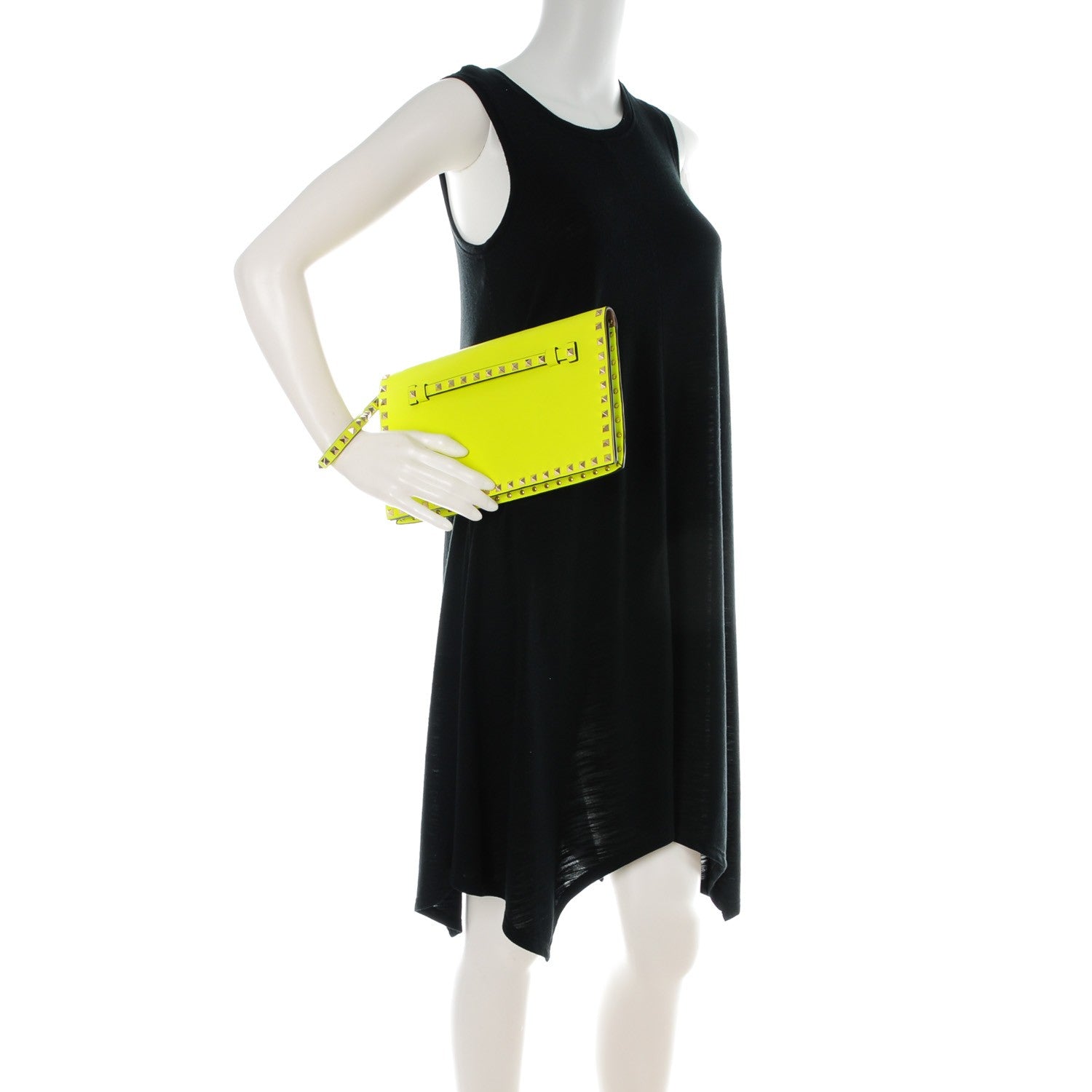 Valentino Garavani Nappa Rockstud Wristlet Clutch Yellow Fluo 2 of 7